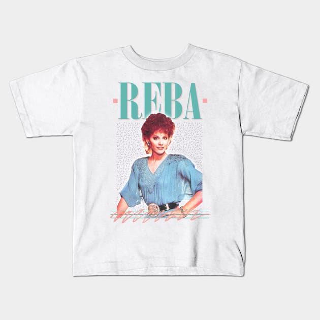 Reba // Vintage Faded 80s Style Fan Design Kids T-Shirt by DankFutura